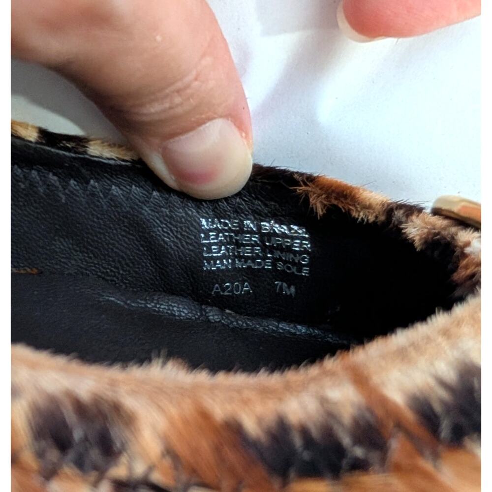 100% Genuine Leather and Calf Hair Tory Burch Reva Leopard Ballet Flats Size 7 - Picture 8 of 8